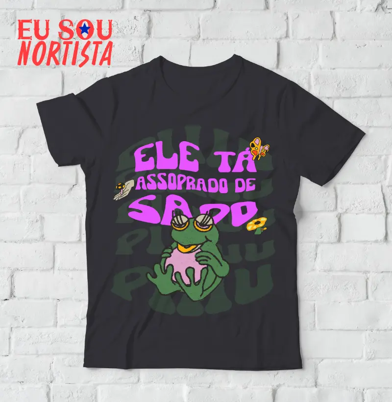 Camiseta Estampa Ele Tá Assoprado de Sapo