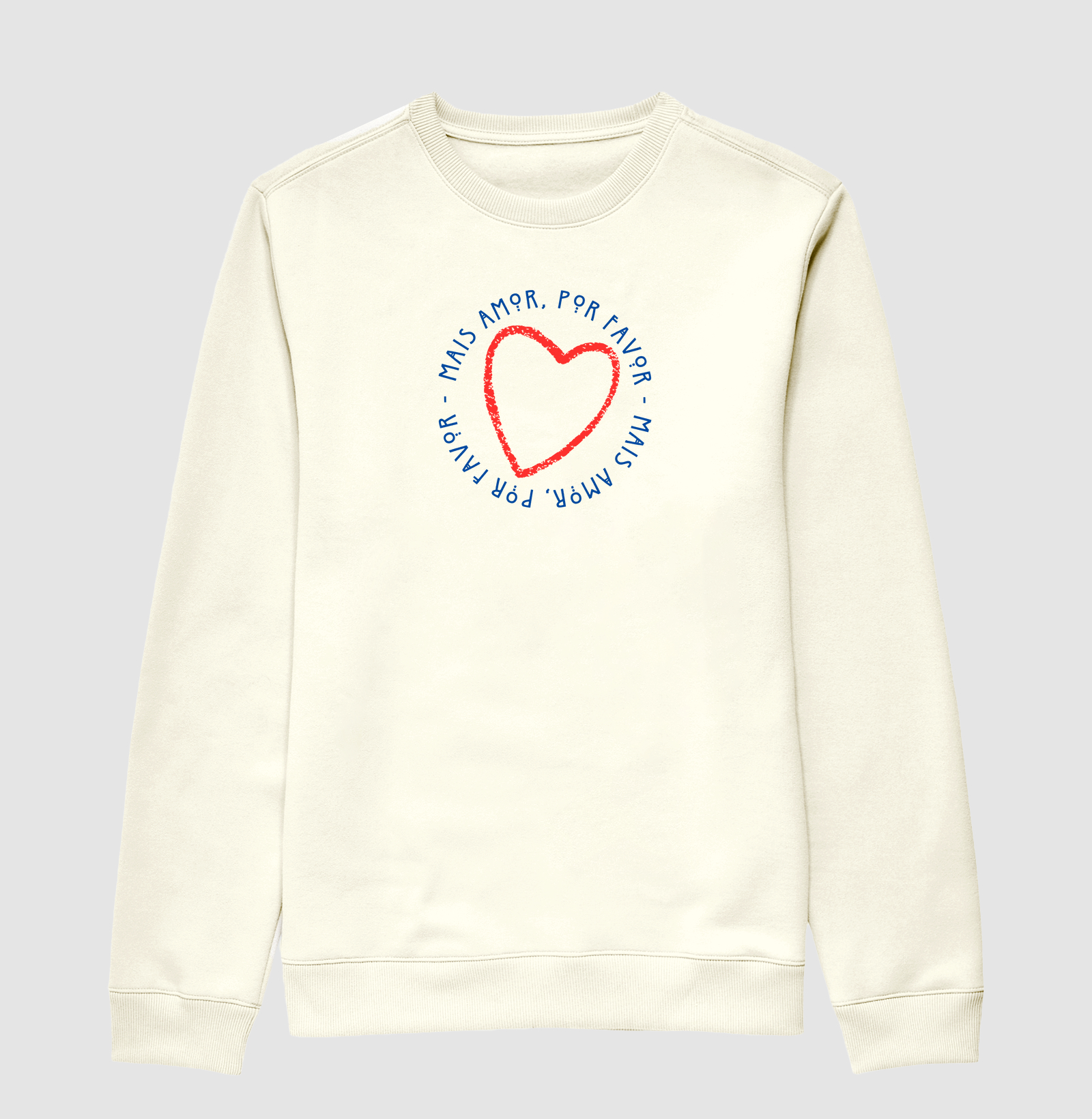 Estampa Coração Mais Amor Off White Masc.
