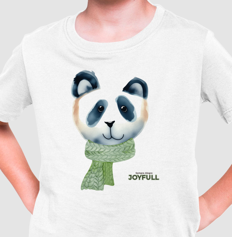 Panda Aquarela Cachecol Verde
