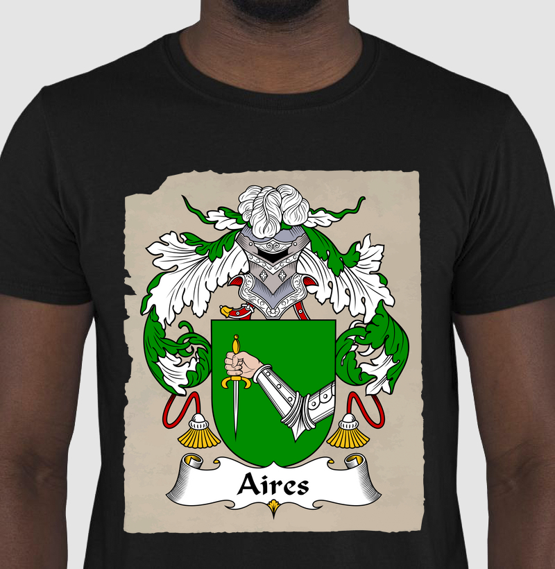 Camiseta Brasão de Armas Família Aires Sobrenomes 