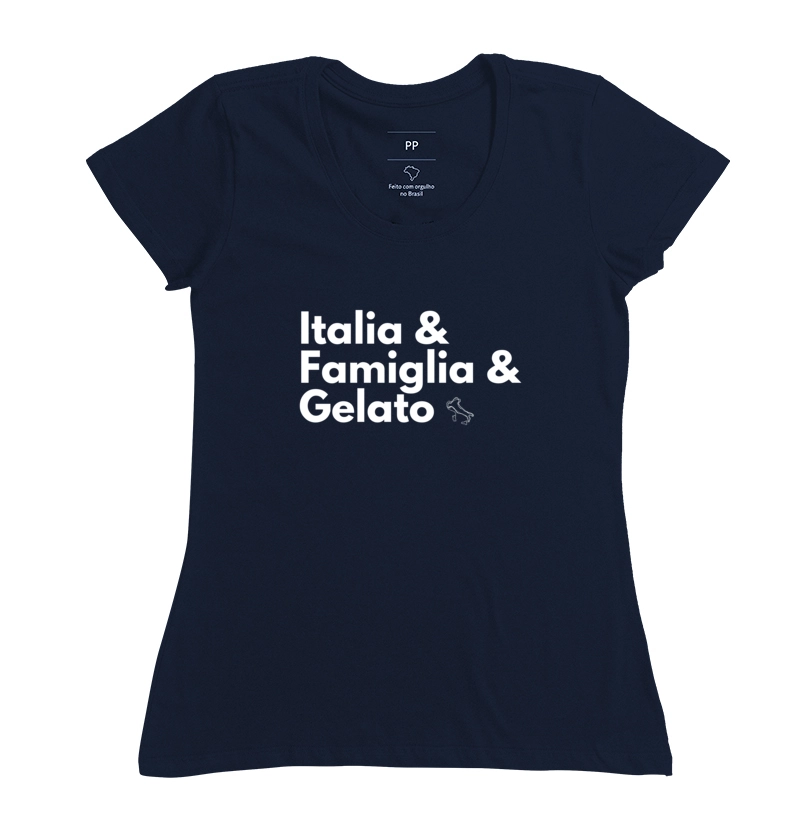 Camiseta Itália e Família e Sorvete