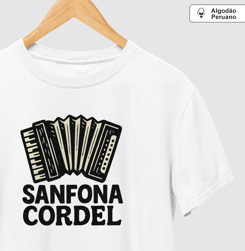 Sanfona estilizada com tipografia rústica