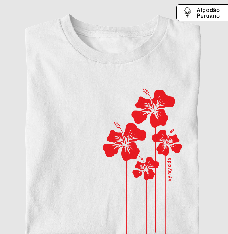 Hibiscos vermelhos - Algodão Peruano