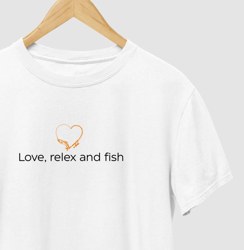 Camiseta para pescadores | Love, relex, fish (amor, relexar e peixe) | Personalizado