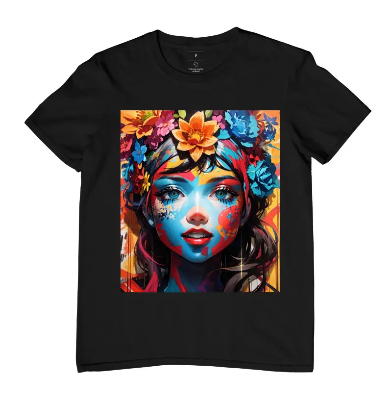 Camiseta | Graffiti Menina das flores | manga curta