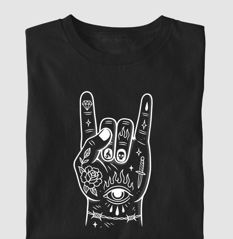 Male rock hand tattooed