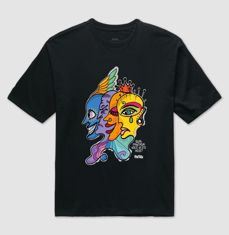 T-SHIRT OVERSIZED "DIA" / MÁSCARAS - ESTAMPA GRANDE