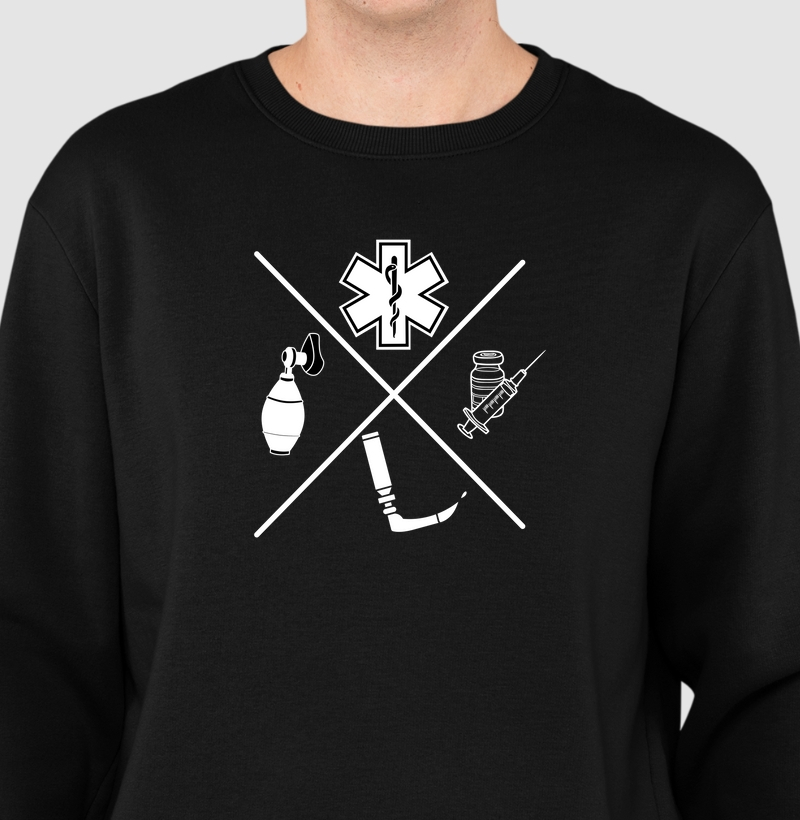 Suéter Moletom - BVM, Estrela da Vida, Seringa e Laringoscópio