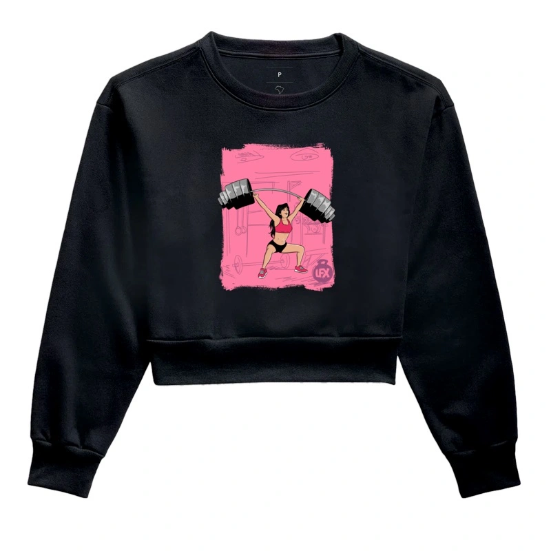 Moletom Cropped Mulher Levantando Barra v01