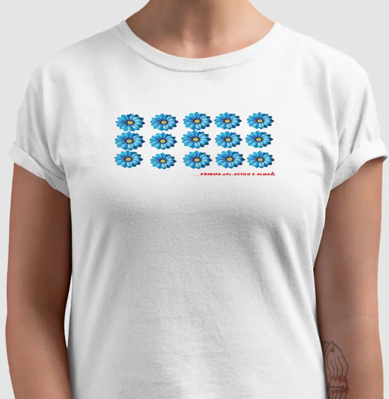 CAMISETA RESERVA.INK MASCULINA E FEMININA TRIBOS.etc FLORES AZUIS