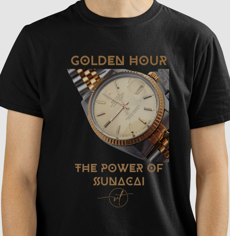 GOLDEN HOUR. T-SHIRT Black Rom - Coleção THE POWER OF SUNACAI