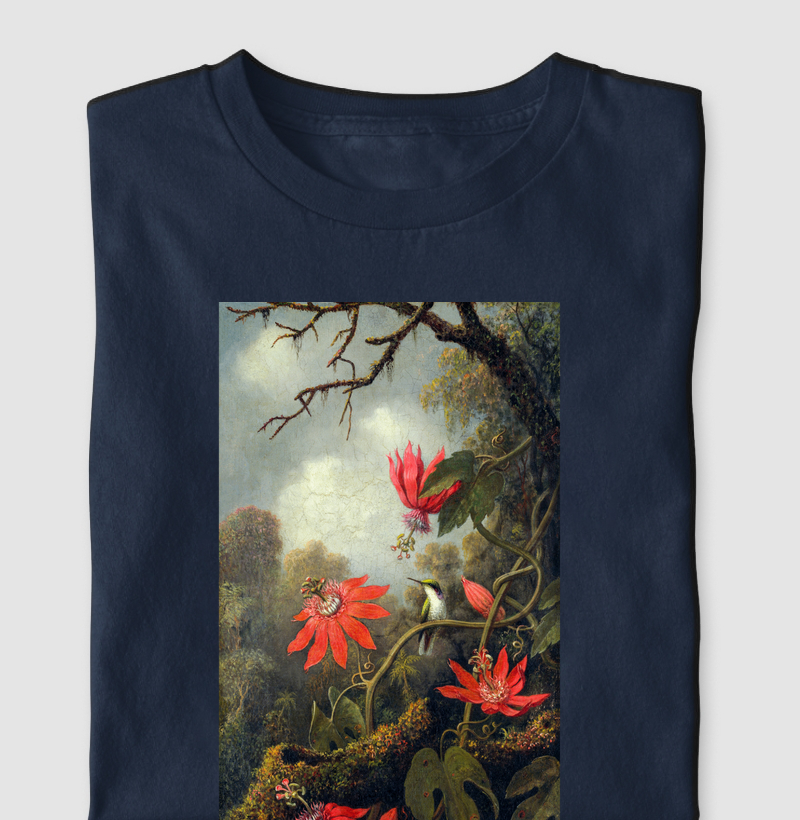 Hummingbird and Passionflowers