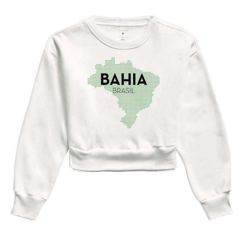 Cropped Moletom Bahia Estado Mapa Brasil