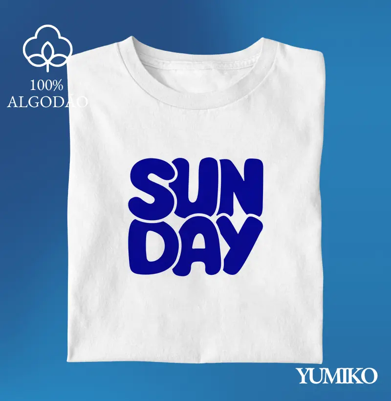 Tshirt em Algodão com Estampa Sunday - Domingo