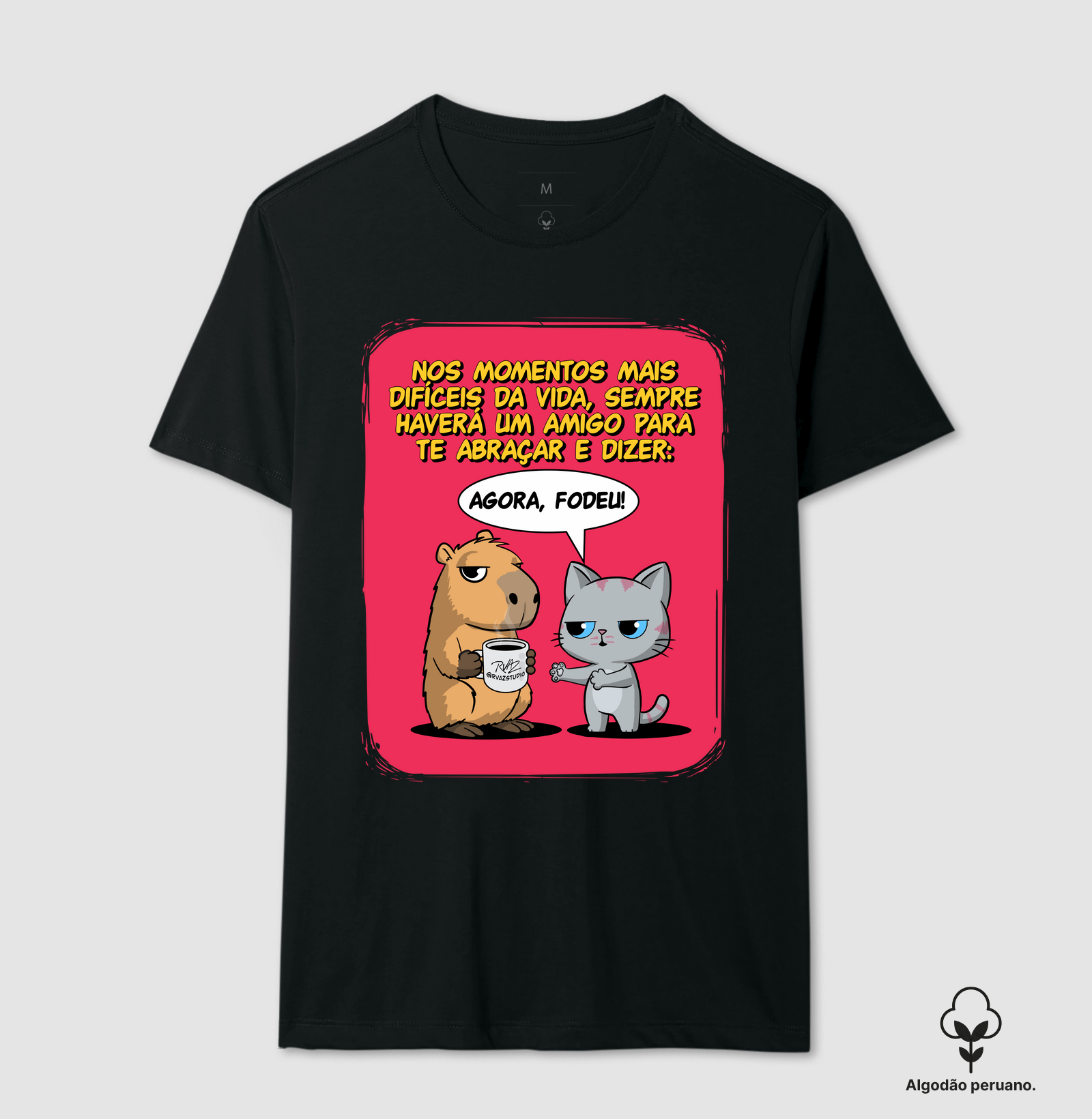 Camiseta Capivara e Gato Amigos
