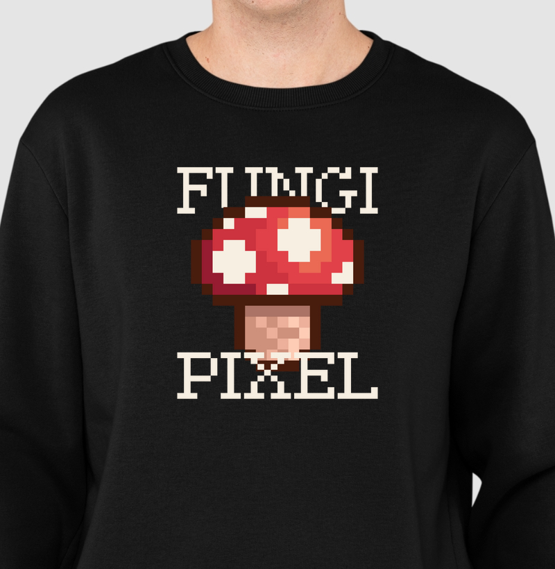 Fungi Pixel: Moletom Slim - O Estilo Retrô que Conecta Natureza e Games