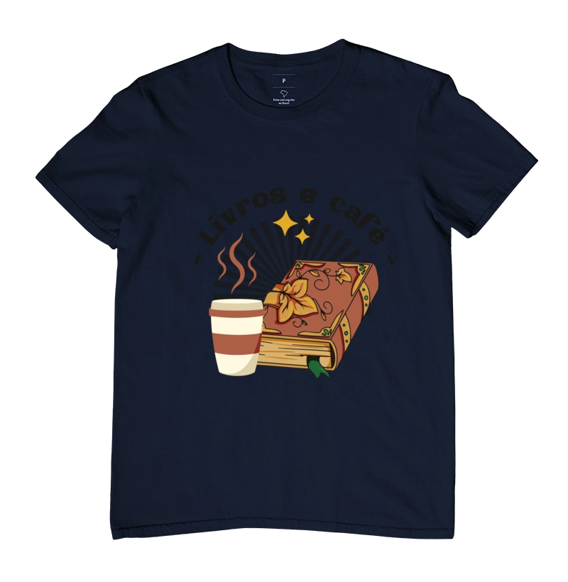 camiseta livros e cafe