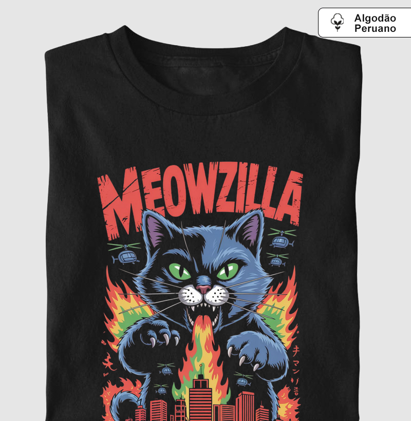Camiseta "Meowzilla" - O Terror Felino | Chigos
