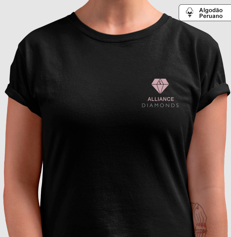 Camiseta Alliance Diamonds - Logo pequeno Rosa I Preto