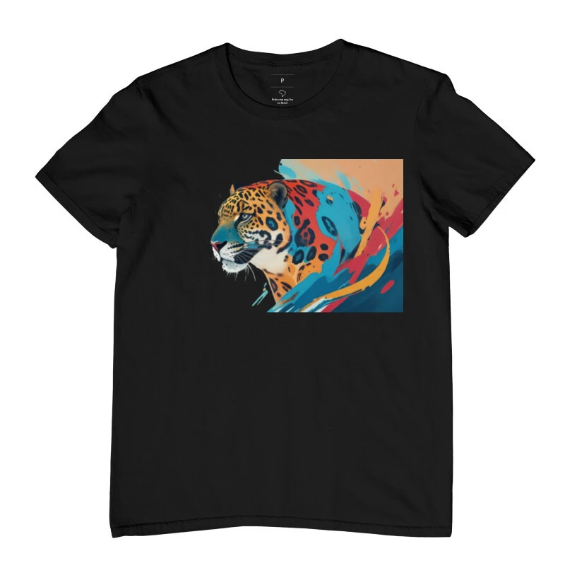 Camiseta onça pintada aquarela esquerdo