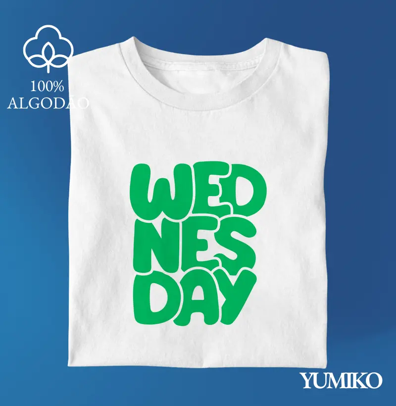 Tshirt em Algodão com Estampa Wednesday - Quarta-feira