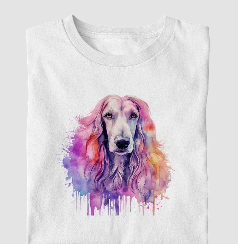 Camiseta Afghan Hound Aquarela