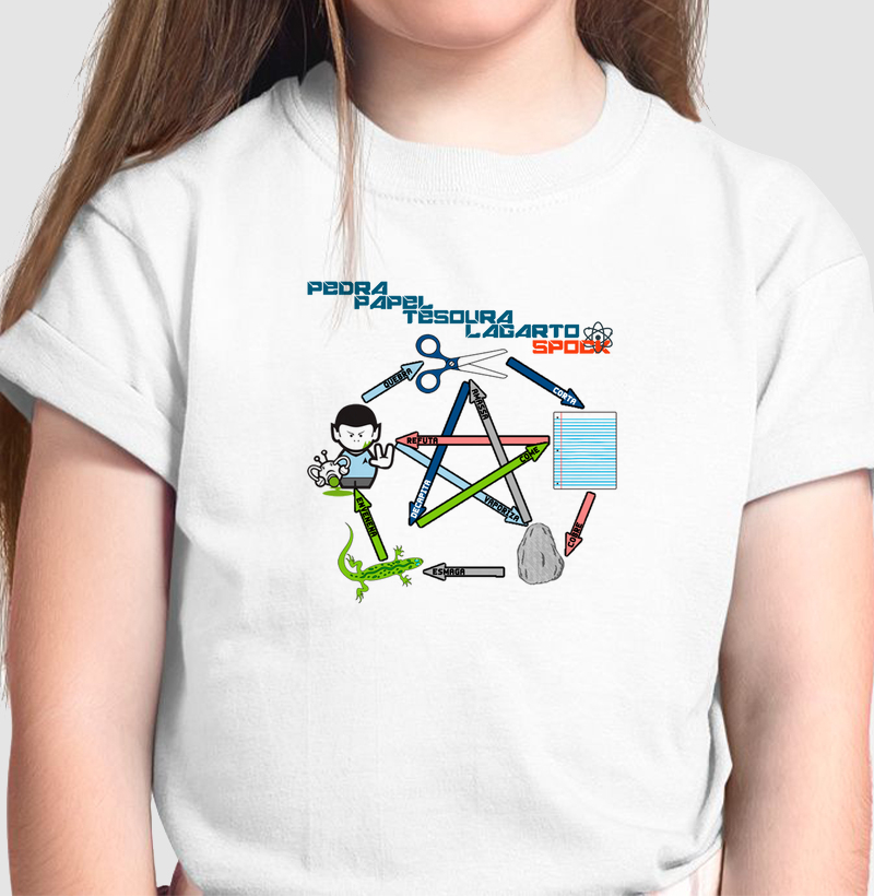 Pedra, Papel, Tesoura, Lagarto, Spock - Camiseta Infantil