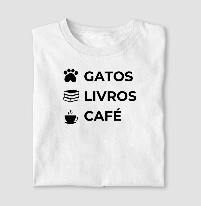 Gatos, livros, café.