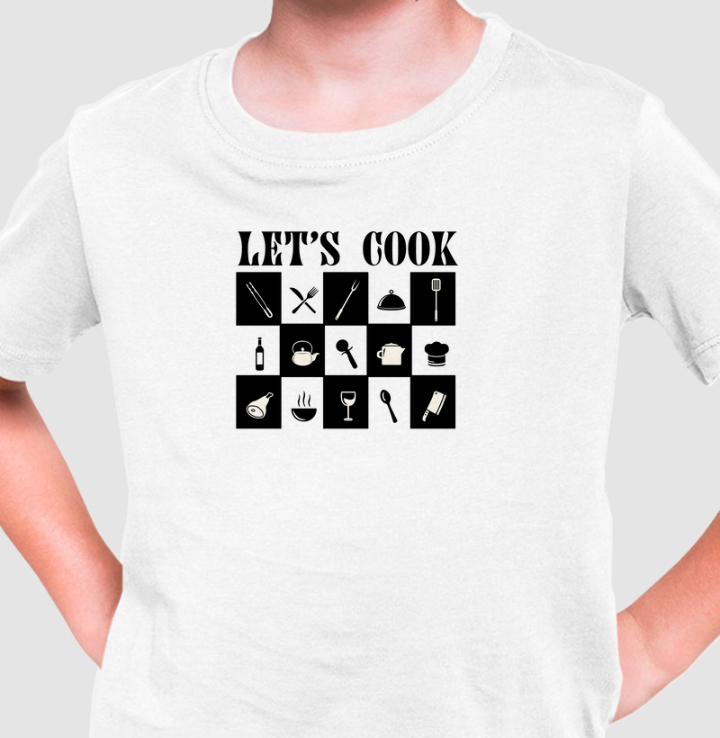 Let’s Cook: Camiseta Infantil - Estilo e Paixão para Chefs e Amantes da Cozinha
