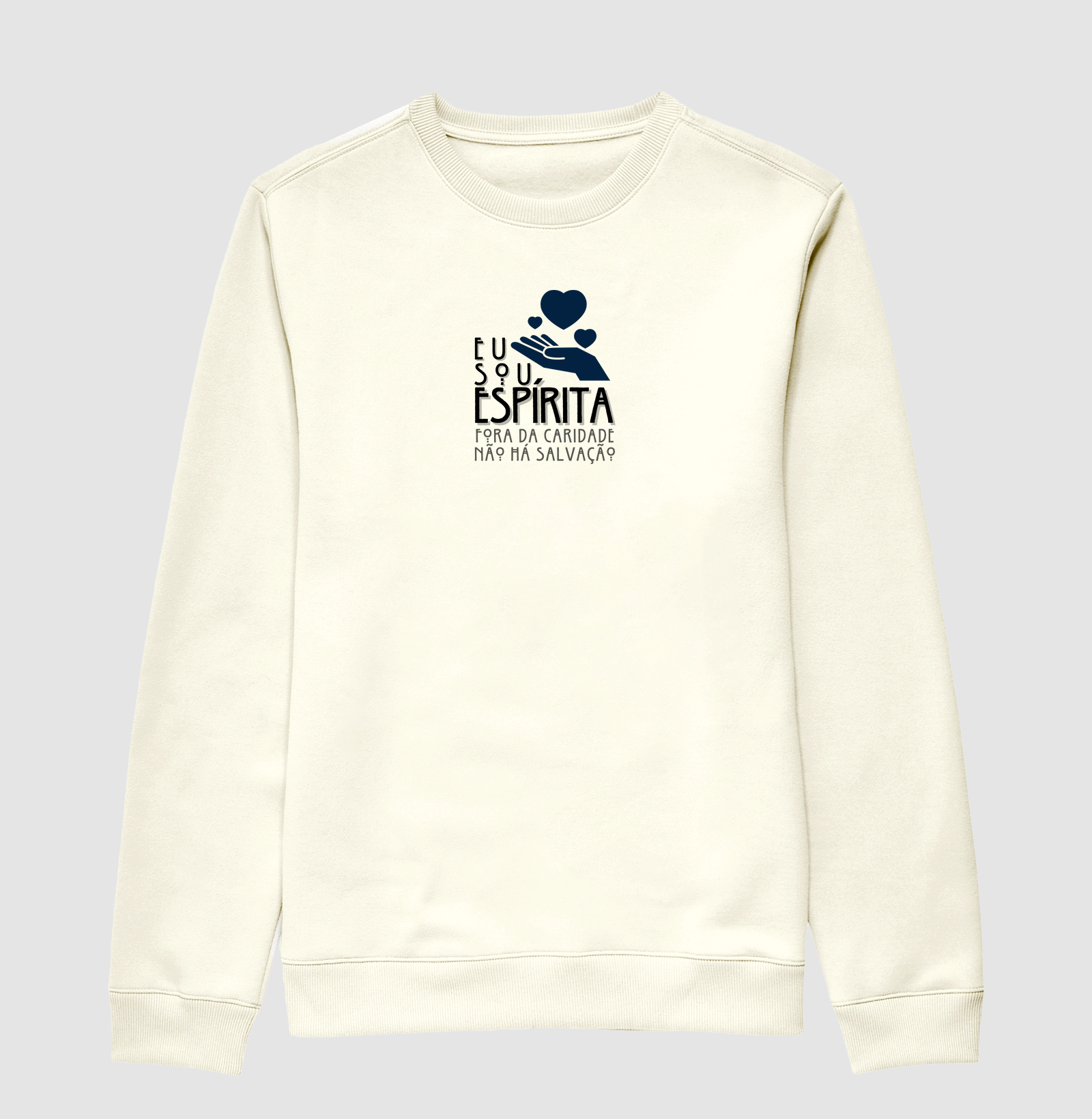 Estampa Sou Espírita Corações Off White Masc.