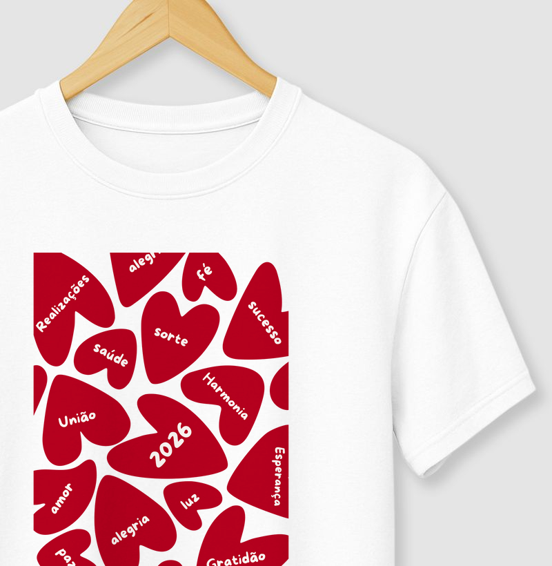 Camiseta Desejos para 2026 – Amor, Saúde e Gratidão