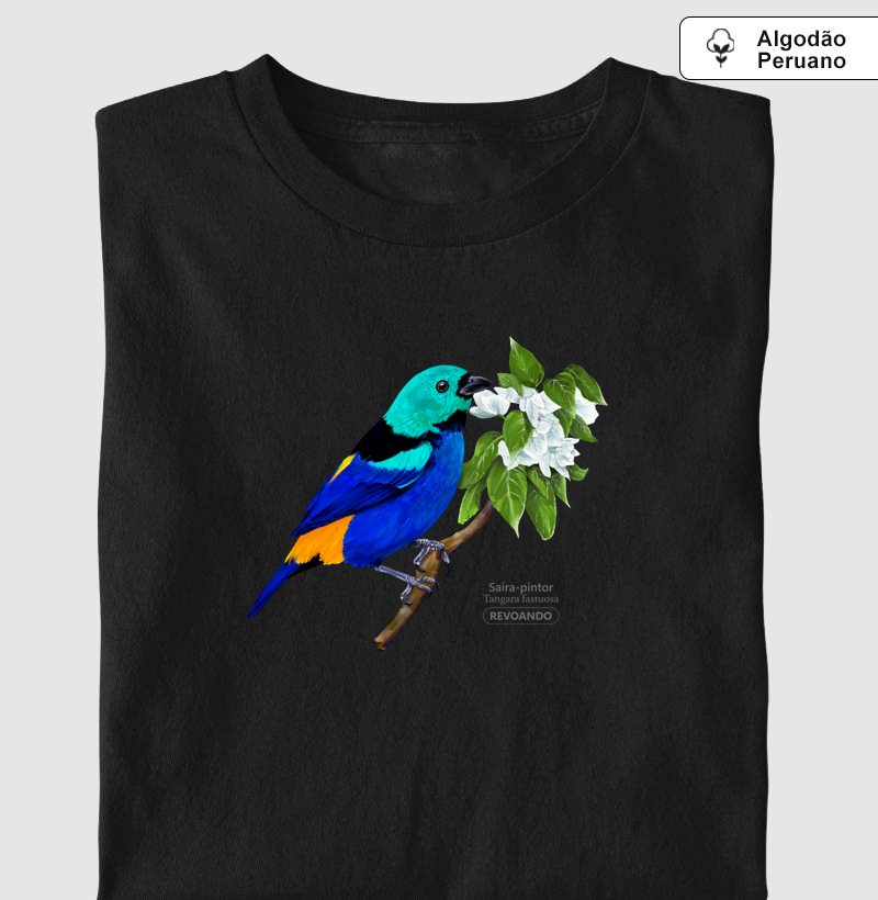 Inky Aves - Saíra-pintor - Algodão Peruano