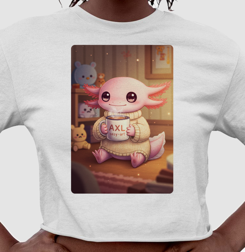 Cropped - AXL, Axolote Kawaii tomando chocolate quente (03)