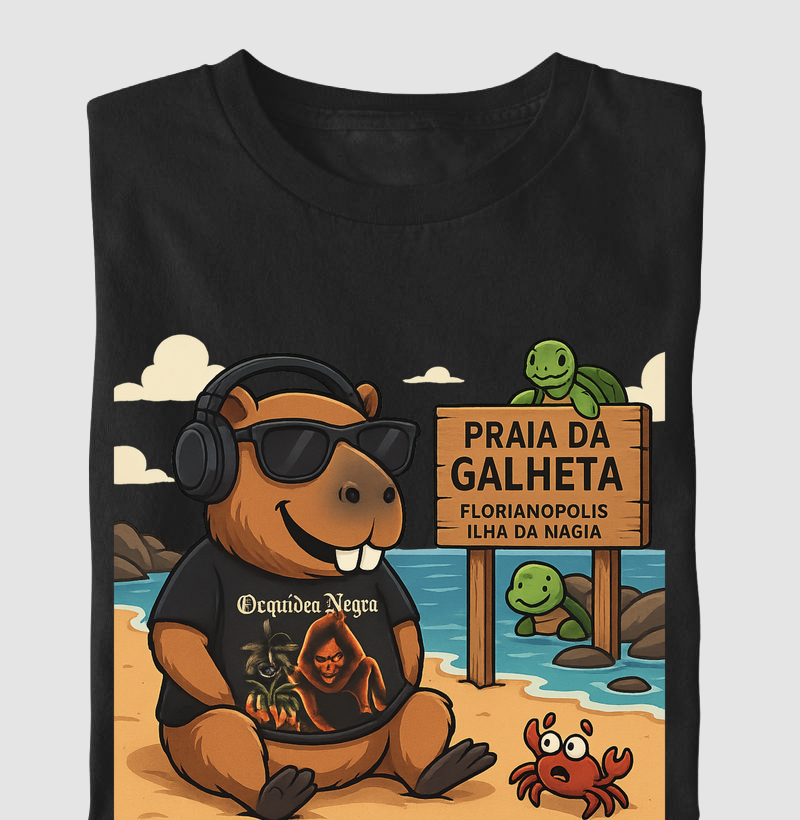 Capivarinha na praia da Galheta