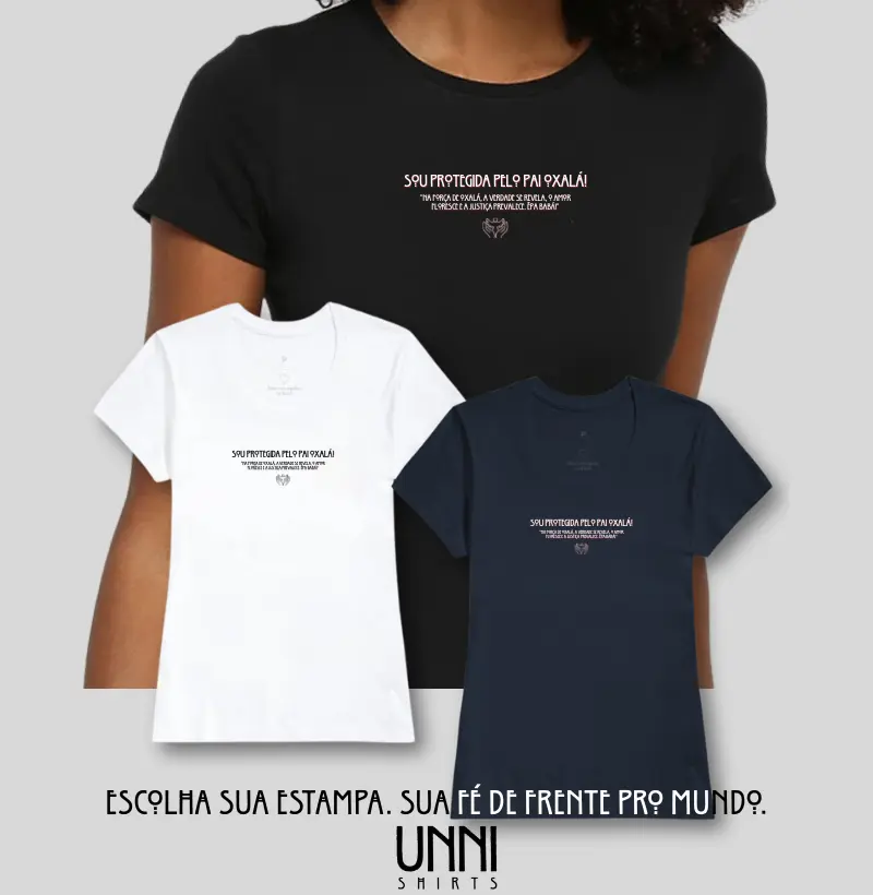 Camiseta Protegida Pai Oxalá Sombreada Preta Feminina