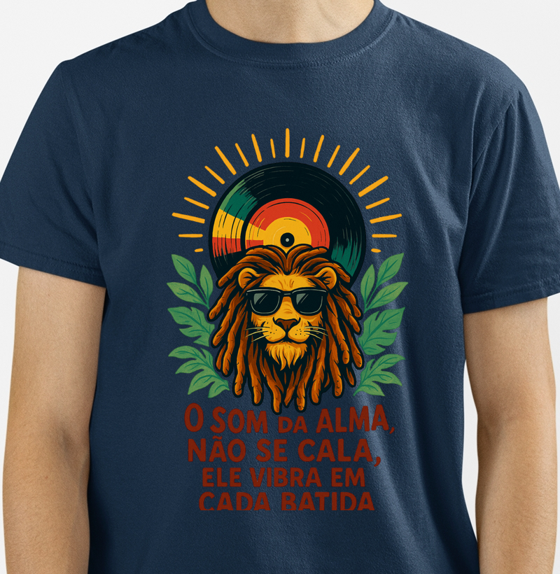 camiseta algodão leão rastafari