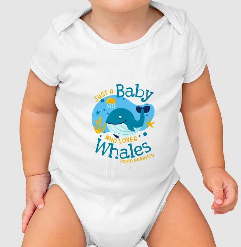 Body Infantil Unissex 100% Algodão - Baby Whales