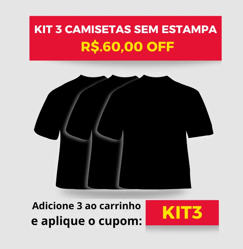KIT 3 CAMISETAS SEM ESTAMPA