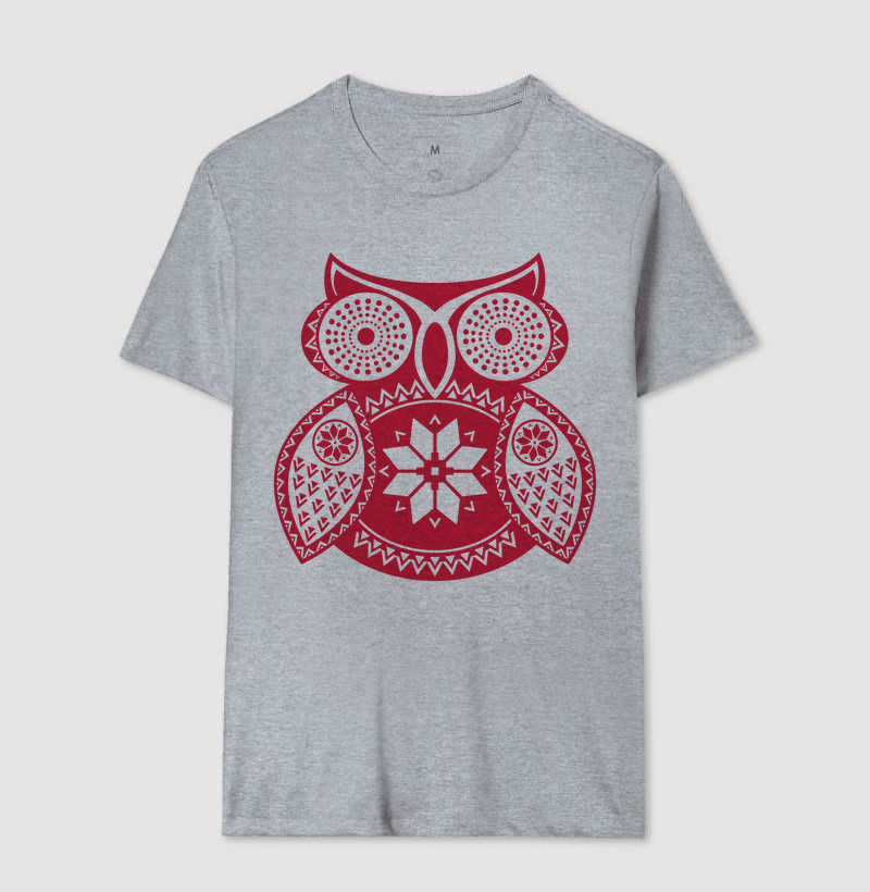 Camiseta Estampada Coruja Vermelha 