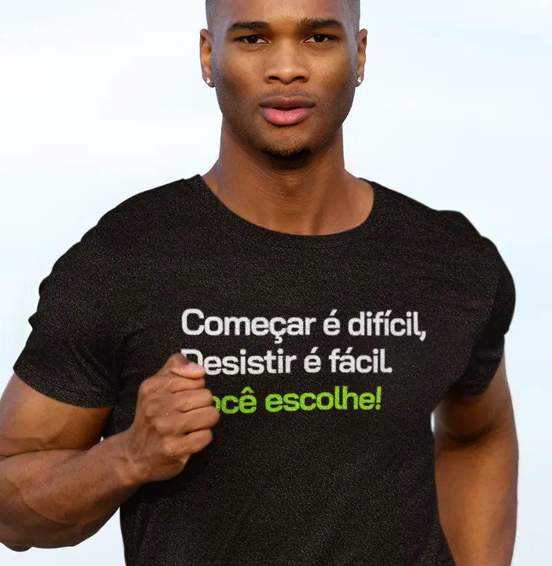 Motivação para Iniciantes e Veteranos | Camiseta Esportiva com Frase Inspiradora