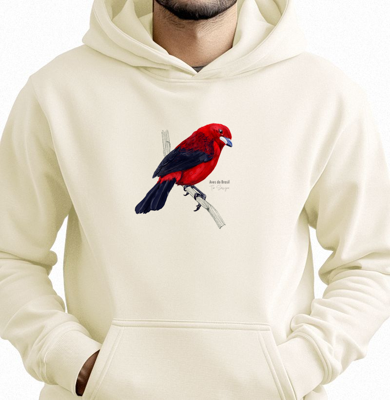 Aves do Brasil II - Tiê Sangue - Moletom Hoodie