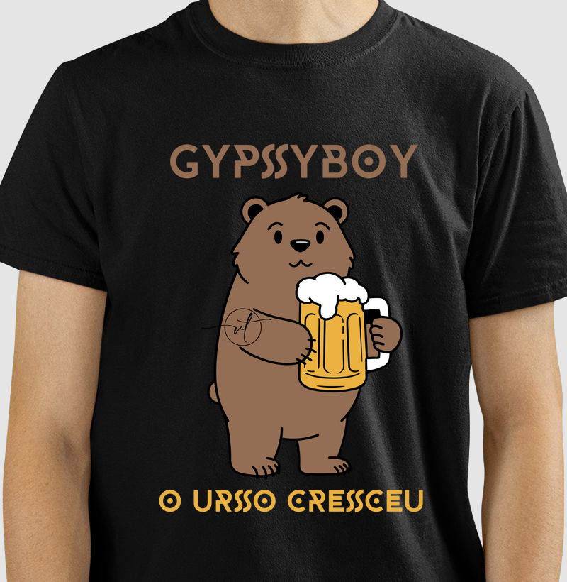 URSO. T-SHIRT Black Rom - Coleção GYPSYBOYS
