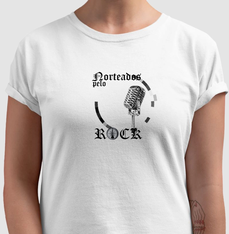 camiseta norteados pelo rock microfone