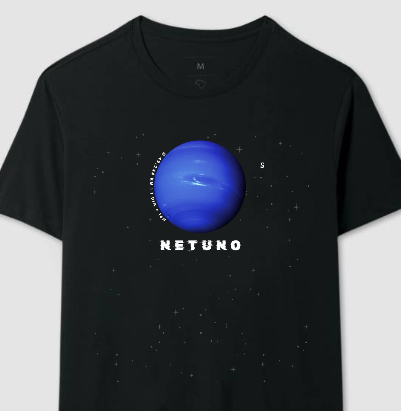Netuno, o Senhor dos Oceanos Celestiais. Camiseta Supernova Estampada 