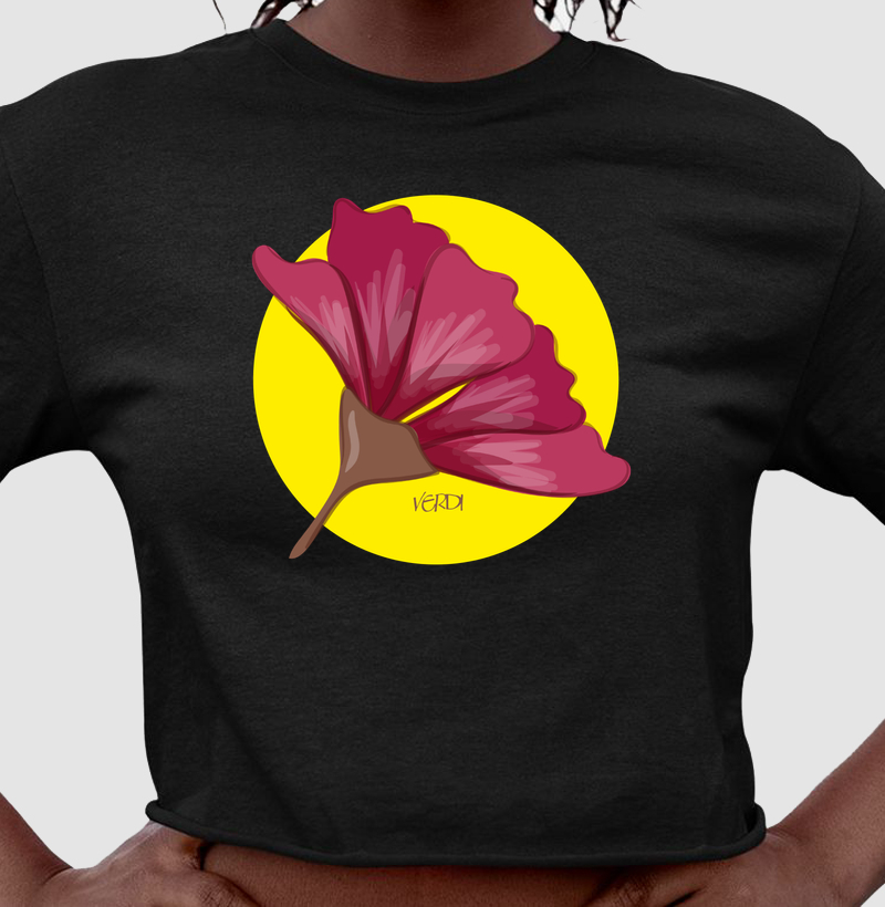 Flor rosa fundo amarelo