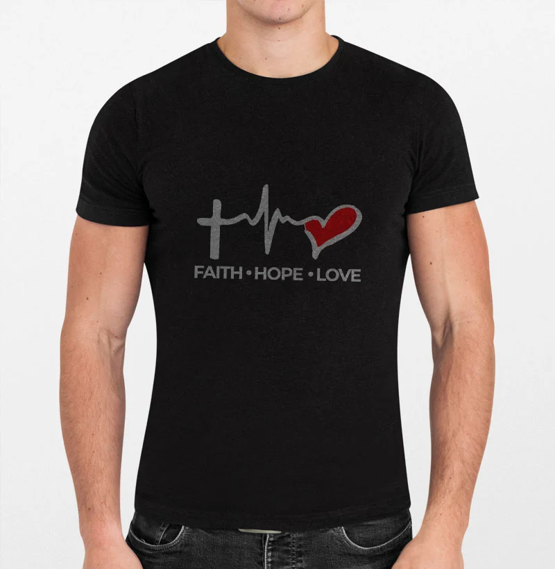 Camiseta Gospel "Faith, Hope, Love"