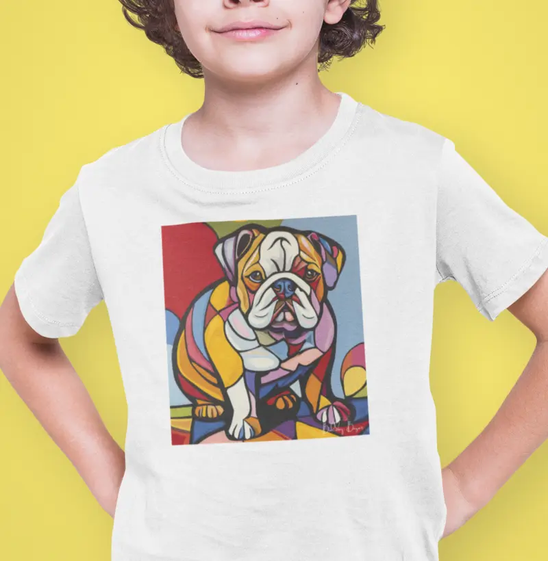 Camiseta Infantil Bulldog Ingles "Picasso Perdido II"