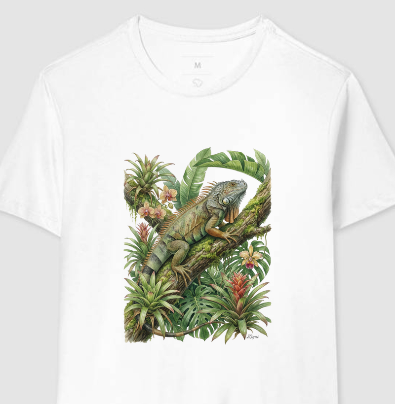 Camiseta Iguana-Verde | Coleção Aquarela Nativa