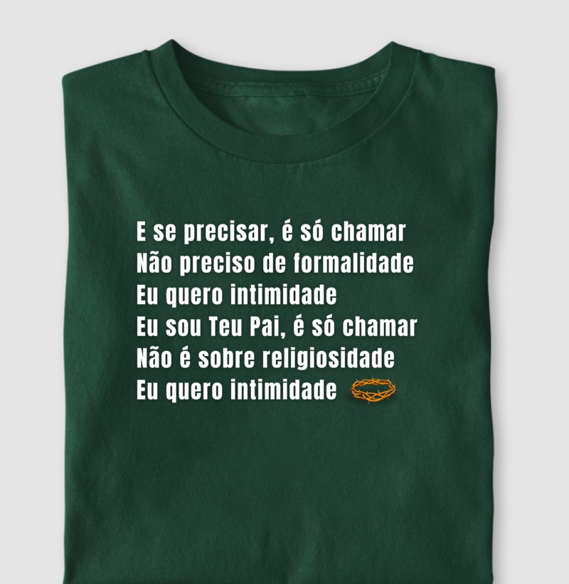 Camiseta cristã marca Eterno King com frases de fé "Eu sou teu Pai" em letras brancas