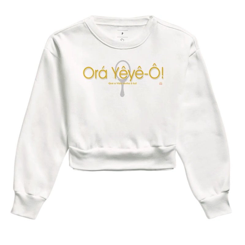 Cropped Moletom Orá Yêyê-Ô! Branco - Oxum